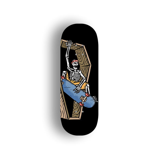 Premium Pro Fingerboard Deck - Skull Riding Skateboard