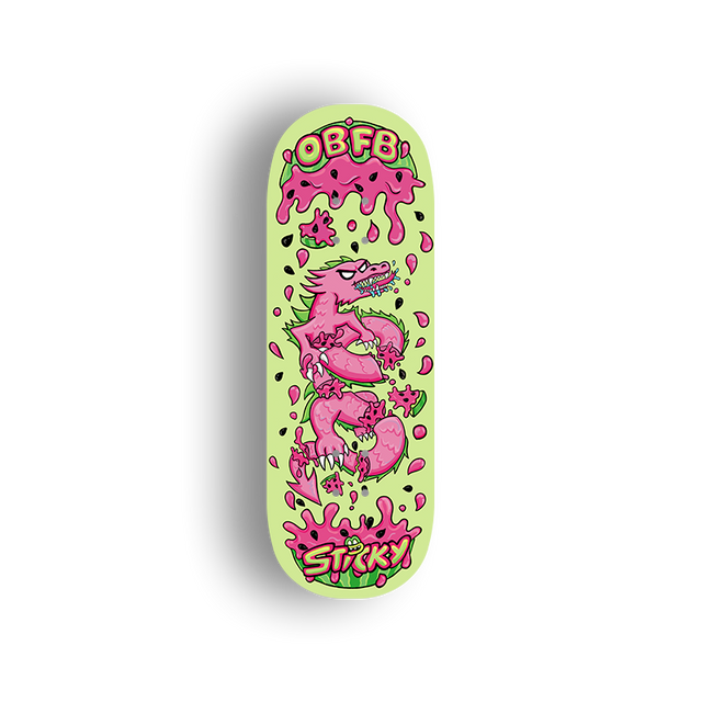 Premium Pro Fingerboard Deck - - Obsius x Sticky Art - Watermelon Dragon