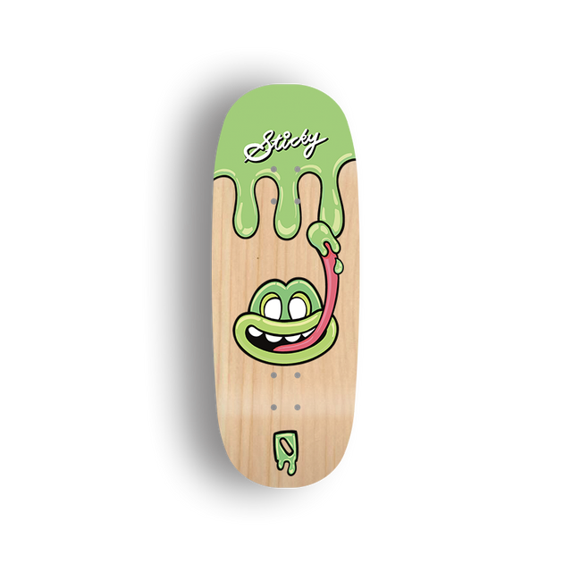Premium Pro Fingerboard Deck - - Obsius x Sticky Art - Licky Sticky Popsicles-Pistachio Pop