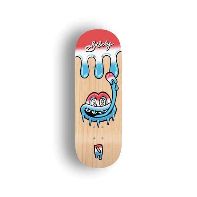 Premium Pro Fingerboard Deck - - Obsius x Sticky Art - Licky Sticky Popsicles-Rocket pop