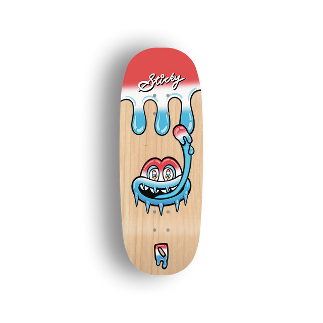 Premium Pro Fingerboard Deck - - Obsius x Sticky Art - Licky Sticky Popsicles-Rocket pop