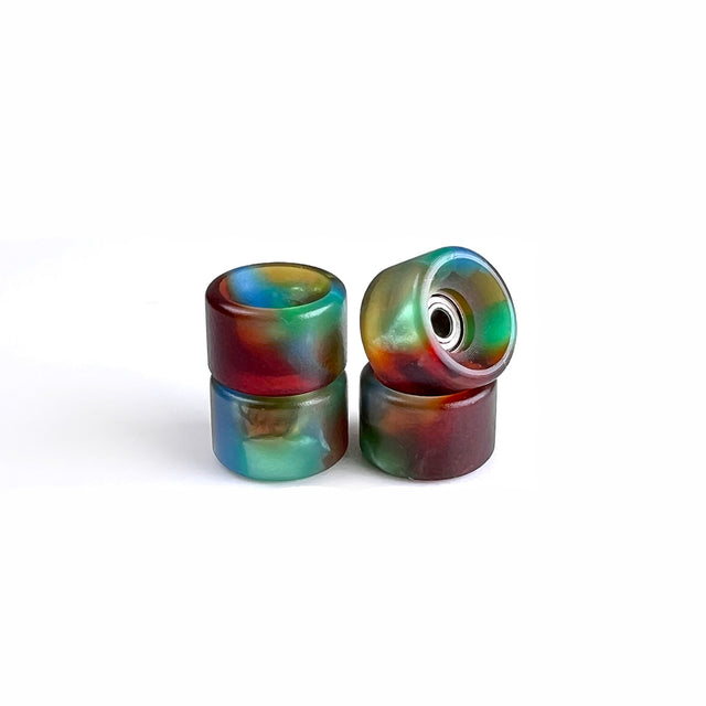 OFB PRO FINGERBOARD WHEELS-BOWL SHAPE-GREEN & AMBER