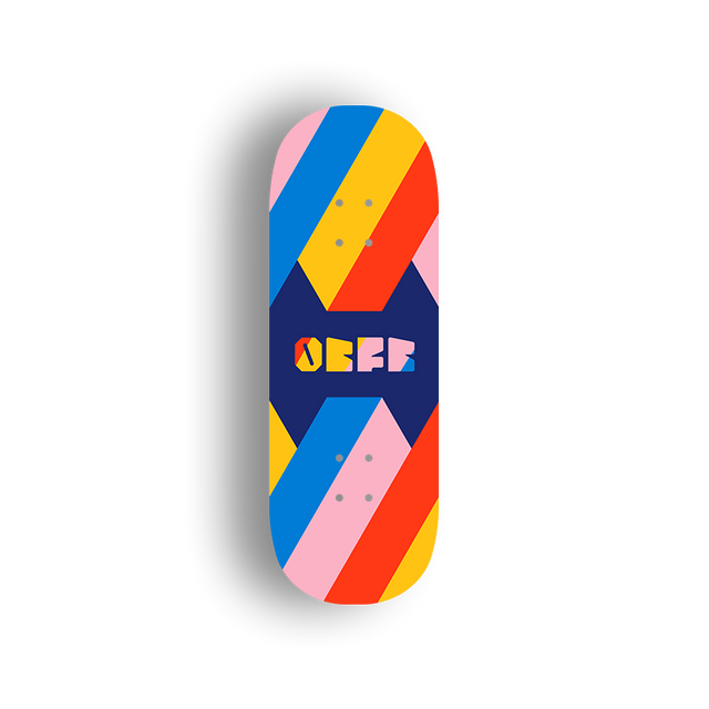 Premium Pro Fingerboard Deck - Popsicle Shape - Retro Wave