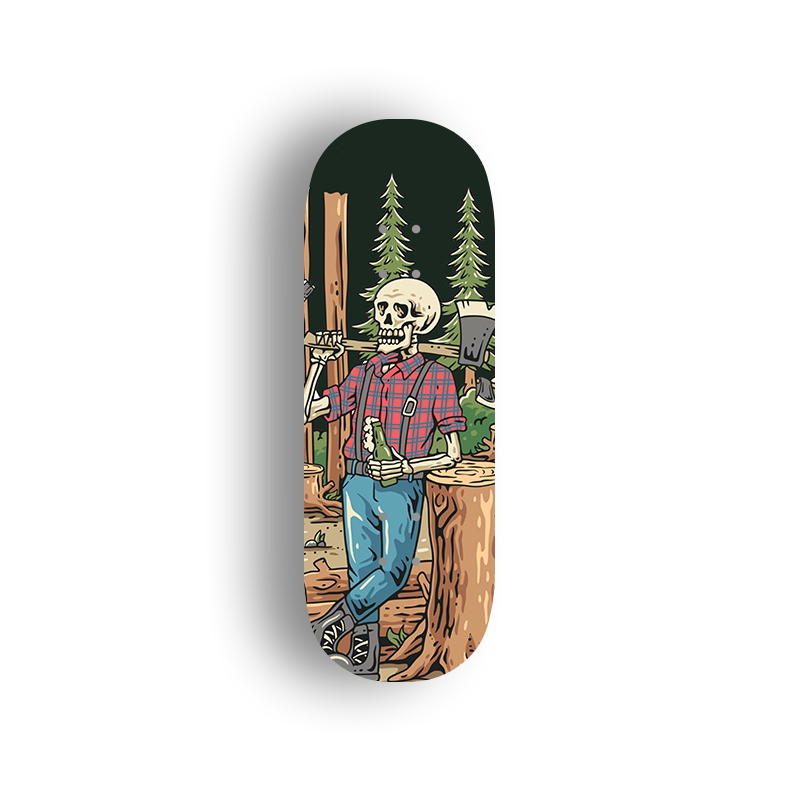 Premium Pro Fingerboard Deck - Popsicle Shape -  Skeleton Lumberjack