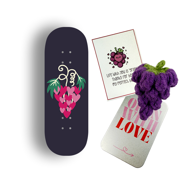 Premium Pro Fingerboard Deck -Grape Heart (Gift Box)