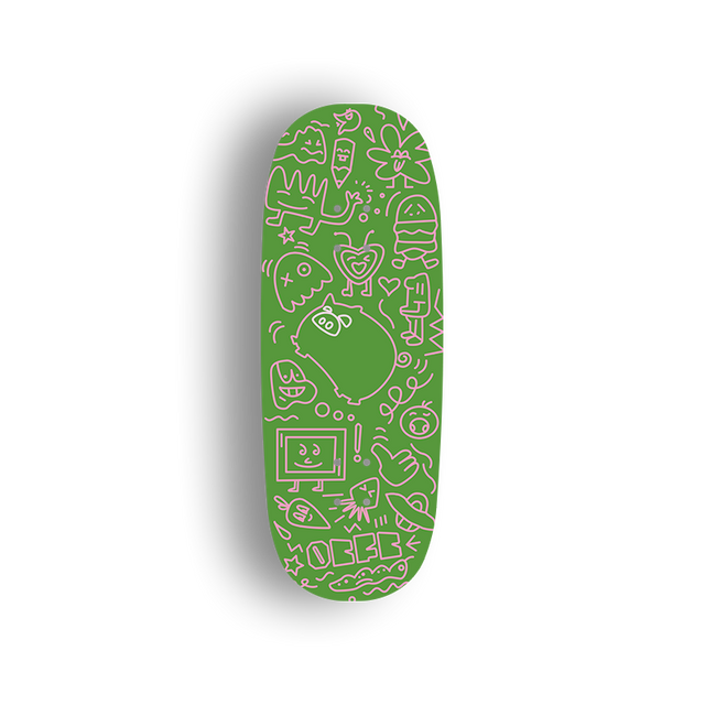 Professional Fingerboard Deck - Obsius x  Guaiguaichai - Collab Graphic-Green