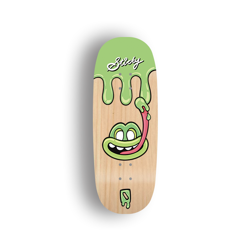 Premium Pro Fingerboard Deck - - Obsius x Sticky Art - Licky Sticky Popsicles-Pistachio Pop