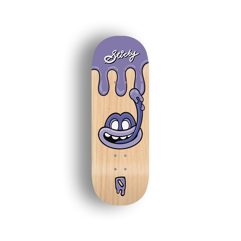 Premium Pro Fingerboard Deck - - Obsius x Sticky Art - Licky Sticky Popsicles-Ube pop