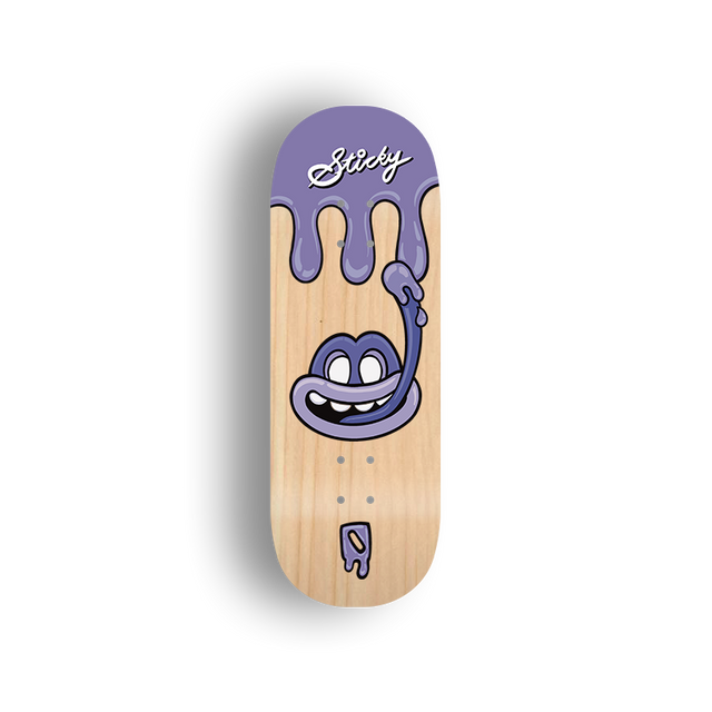 Premium Pro Fingerboard Deck - - Obsius x Sticky Art - Licky Sticky Popsicles-Ube pop