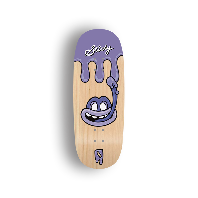 Premium Pro Fingerboard Deck - - Obsius x Sticky Art - Licky Sticky Popsicles-Ube pop