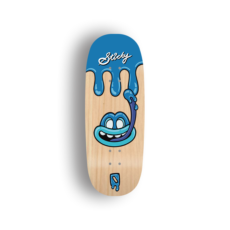 Premium Pro Fingerboard Deck - - Obsius x Sticky Art - Licky Sticky Popsicles-Blueberry Pop