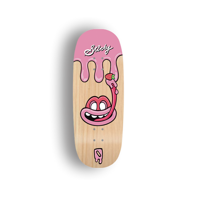 Premium Pro Fingerboard Deck - - Obsius x Sticky Art - Licky Sticky Popsicles-Strawberry pop