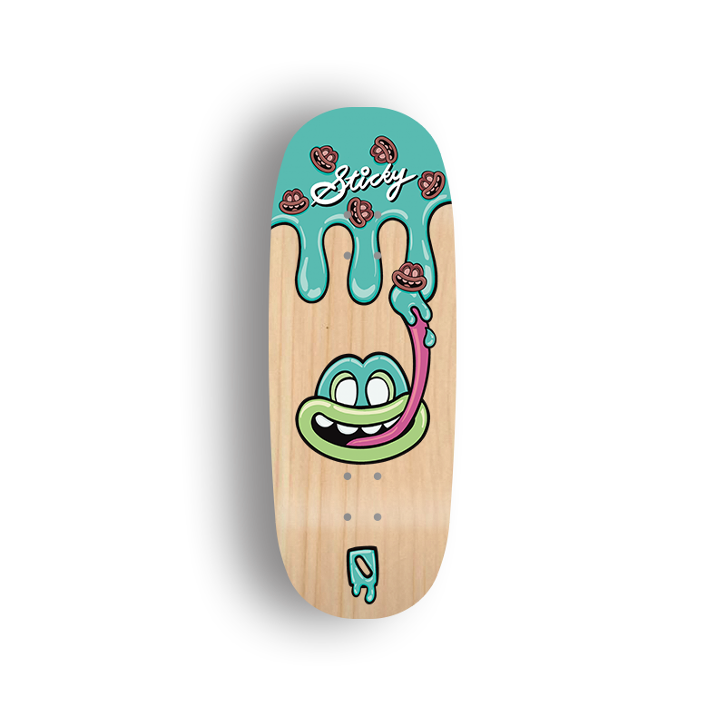 Premium Pro Fingerboard Deck - - Obsius x Sticky Art - Licky Sticky Popsicles-Mint & Chip pop