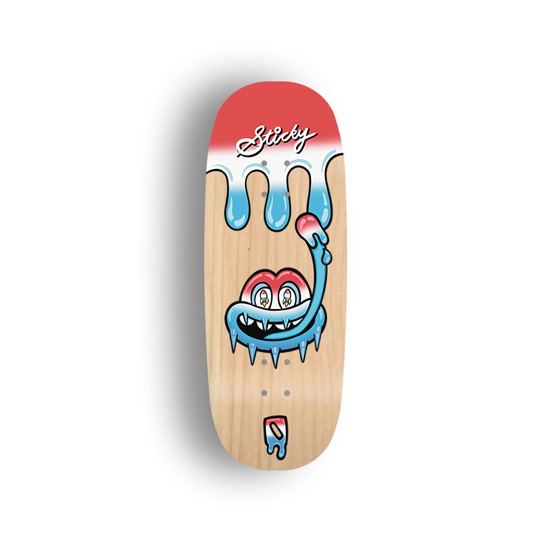 Premium Pro Fingerboard Deck - - Obsius x Sticky Art - Licky Sticky Popsicles-Rocket pop